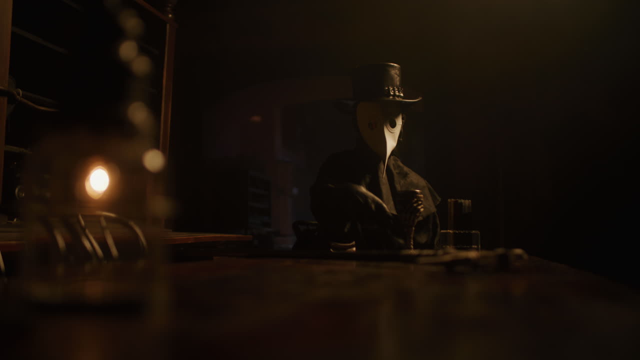 Plague Doctor in a Dark Room