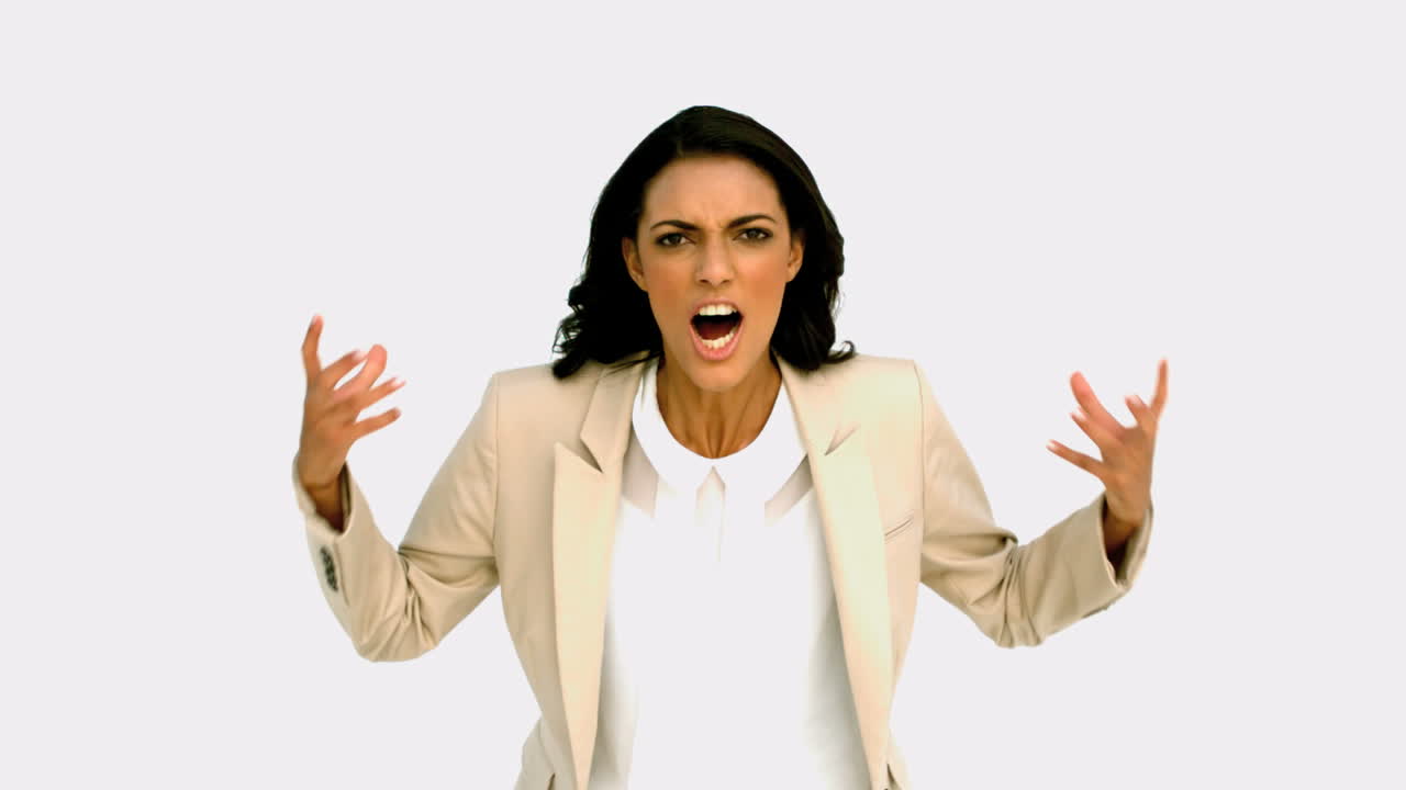 Businesswoman shouting with rage