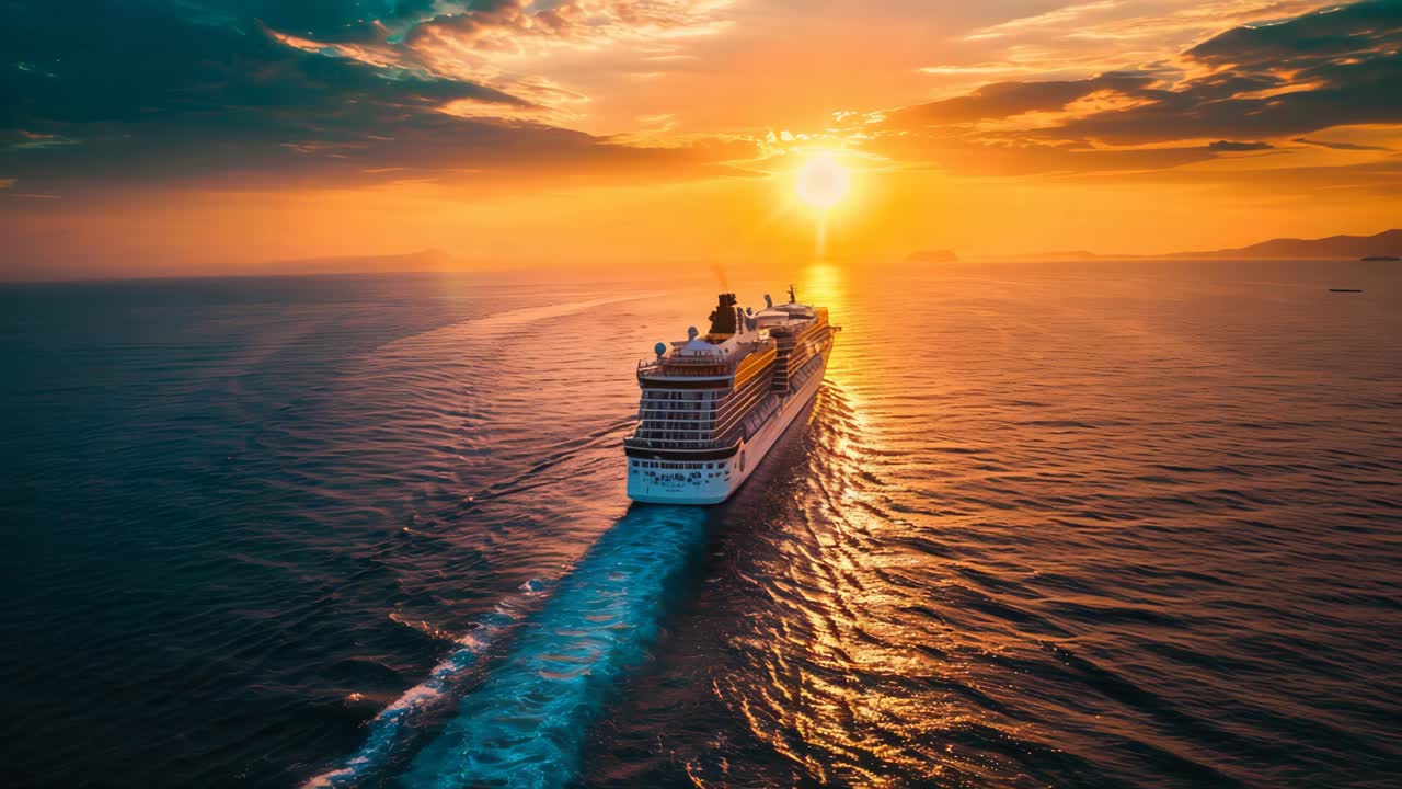 해가 지는 순항선