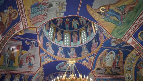 Interior-of-the-Eastern-Christian-church,-beautifully-painted-walls