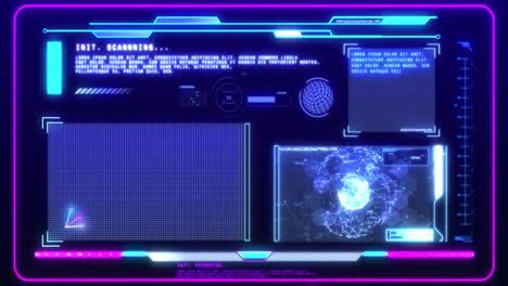 animación de diagramas y procesamiento de datos sobre fondo negro