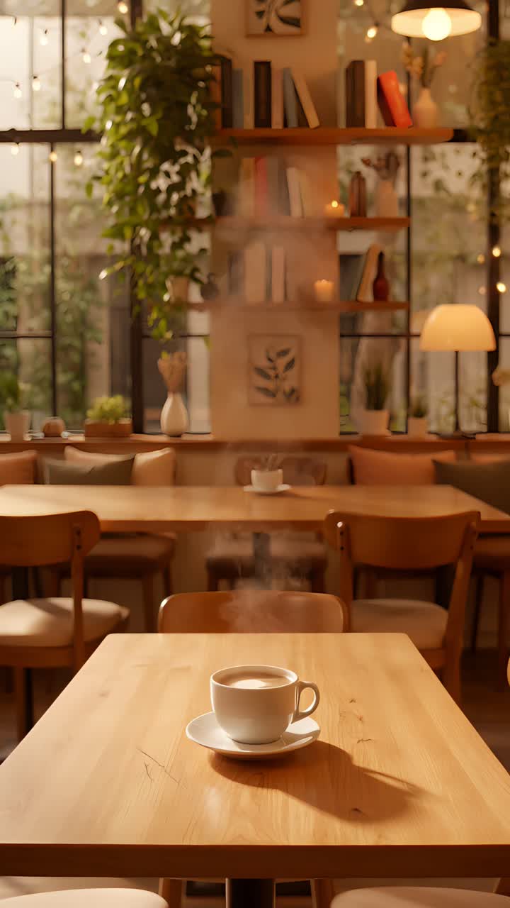 Interno di caffè estetico con atmosfera accogliente 4K