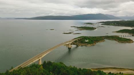 united kingdom's highland span: aerial perspective of skye bridge and water of the inner sound on the west coast of scotland