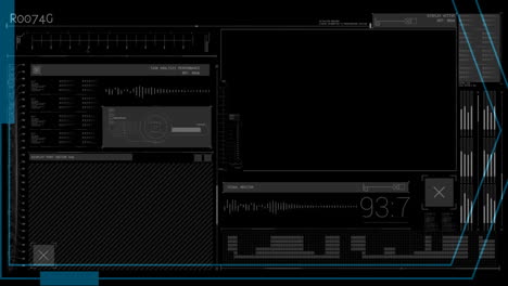 animation of data processing and diagrams over black background