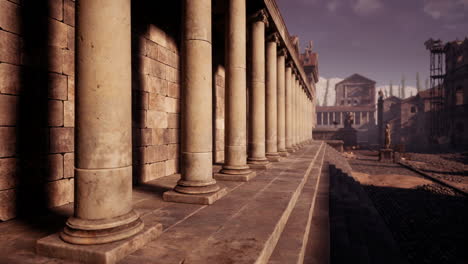 ancient architecture showcasing pillars and ruins of a historical city