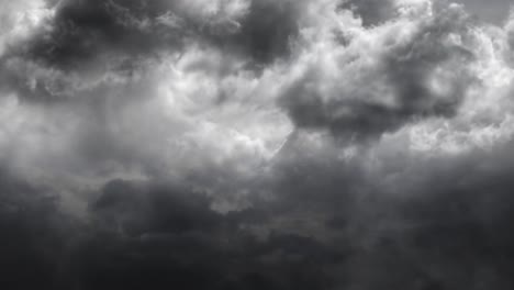 view of storm clouds and lightning strike on dark sky