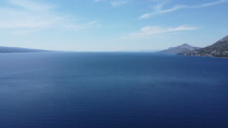 drone view over the channel of brac in the adriatic sea in croatia, between makarska and omis
