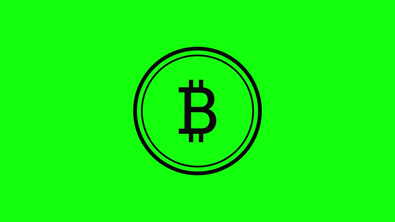 Black bitcoin cryptocurrency icon flat green screen 10 animations chroma key