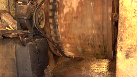 an old machine in the tannery in fez used to wash the leather, morocco