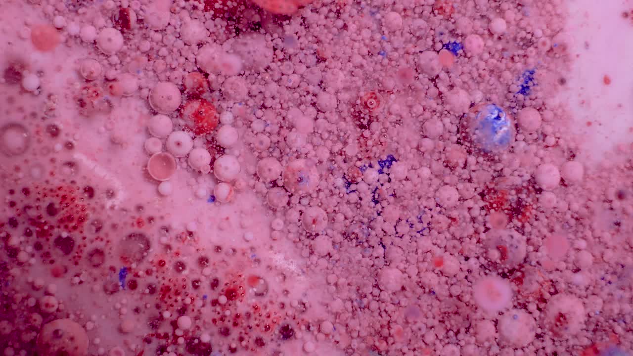 Abstract Pink and Red Liquid Art with Bubbles