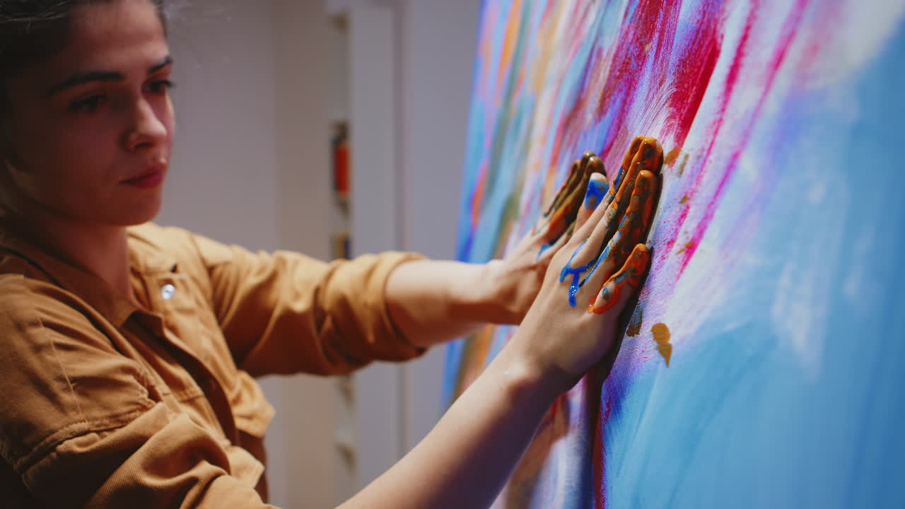 Primo piano di pittura con le dita