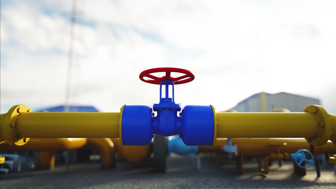 Primo Piano di una Valvola Gialla di un Gasdotto Industriale