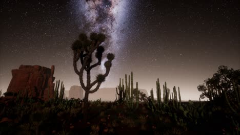 hiperlapso en el parque nacional del valle de la muerte desierto iluminado por la luna bajo las estrellas de la galaxia