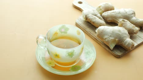Ginger-tea-on-wooden-background