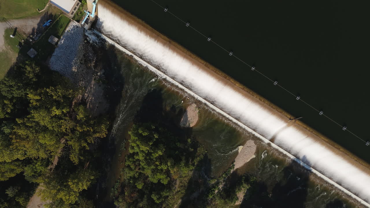 Bird's Eye View Over Spavinaw Spillway In Oklahoma, United States - Drone Shot