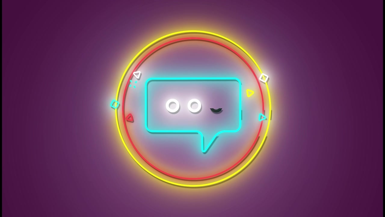 Animation of illuminated thought bubble in circle shapes over violet background, copy space