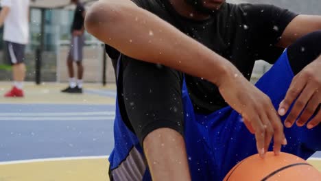 animación de redes de conexiones sobre el jugador de baloncesto