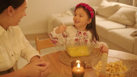 mother and daughter preparing for christmas celebration