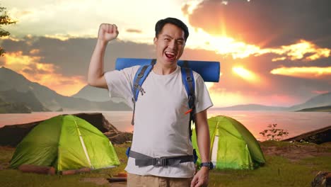happy camper at sunrise