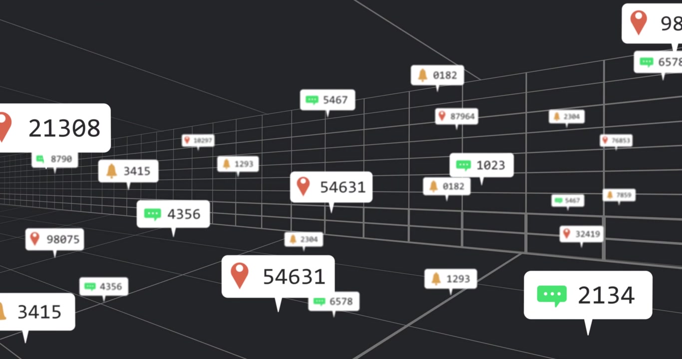 Ved start bevæger en rød markørboble sig og opdaterer tal, mens den viser ikoner for at illustrere dataflow.