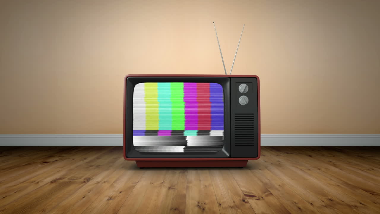 정적 으로 된 구식 tv