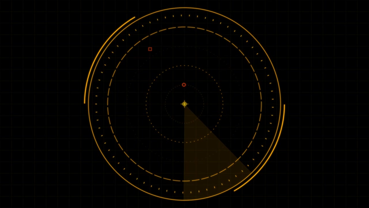 Interfaccia schermo radar digitale con raggio di scansione rotante
