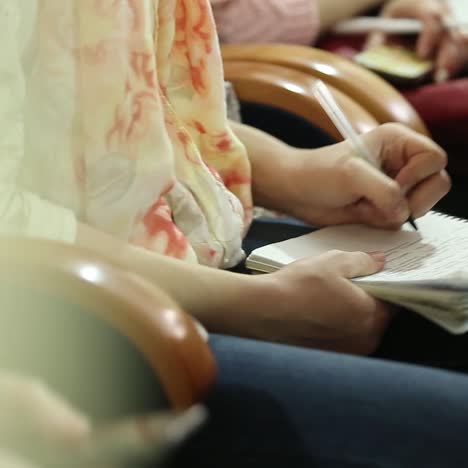listener hand writes during training