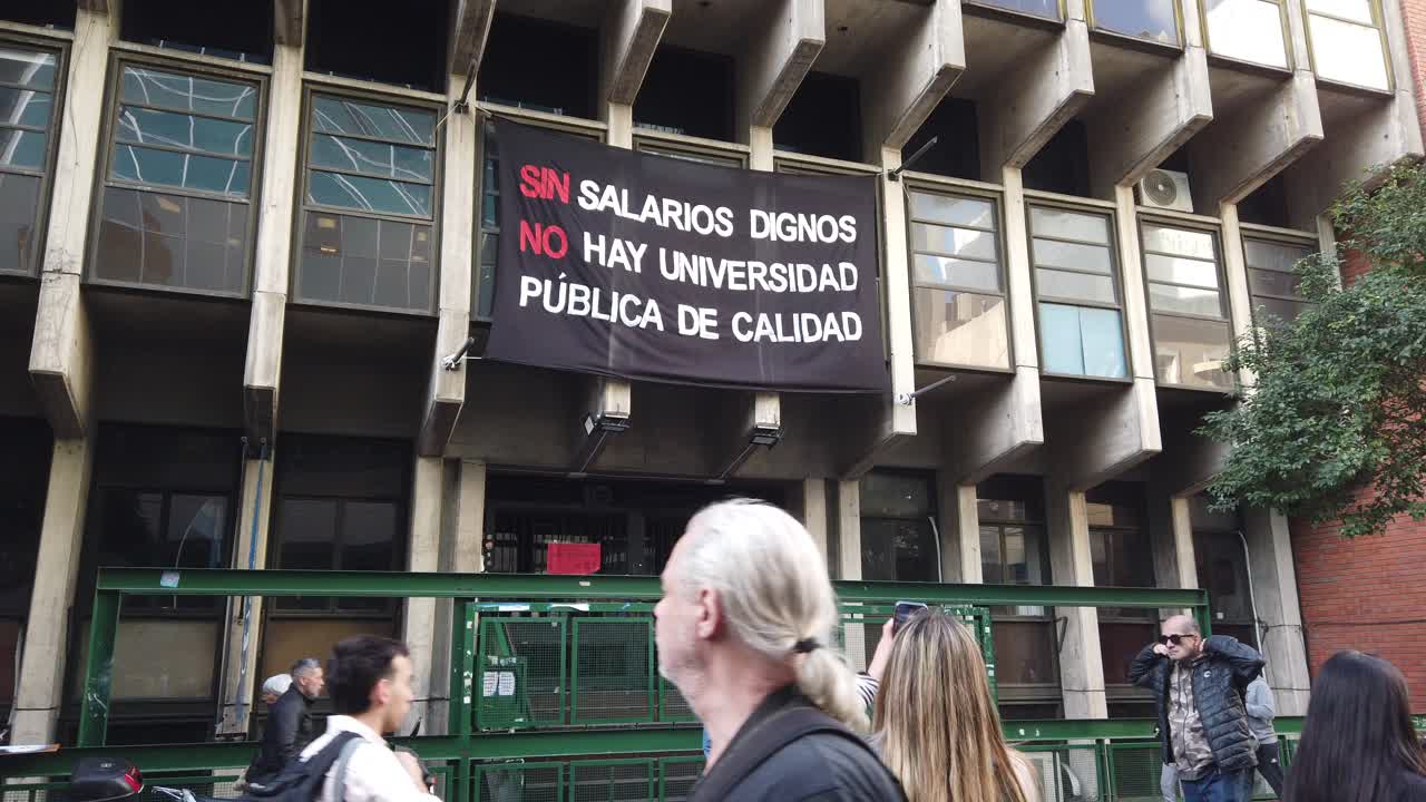 University of Arts of Buenos Aires city Argentina with Political protest against local crisis