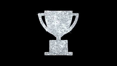 trophy win cup icon shining glitter loop blinking particles .