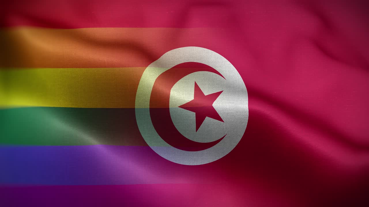 lgbti tunecino bandera de bucle de fondo 4k