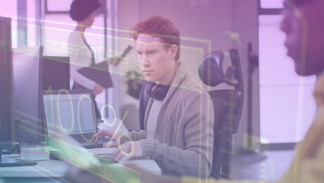 procesamiento de datos animación más centrado hombre trabajando en la computadora en la oficina