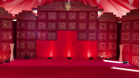 shot of richly decorated red stage for performance