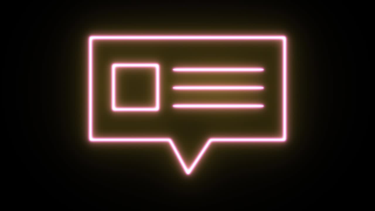 Neon light icon animation. 4K UHD black background.