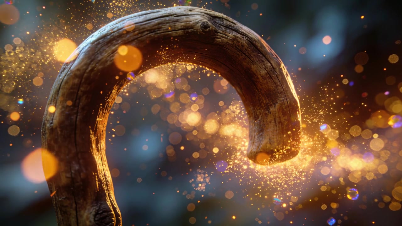 Animando a cabeça de uma cana enquanto a reprodução libera bokeh dourado e pontos roxos em macro, acentuando o grão.