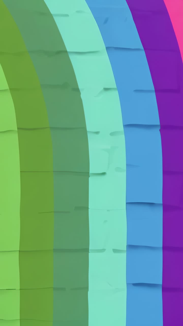 Vertical video: Remaining static rainbow-hued curved bands filling frame with vertical color arcs