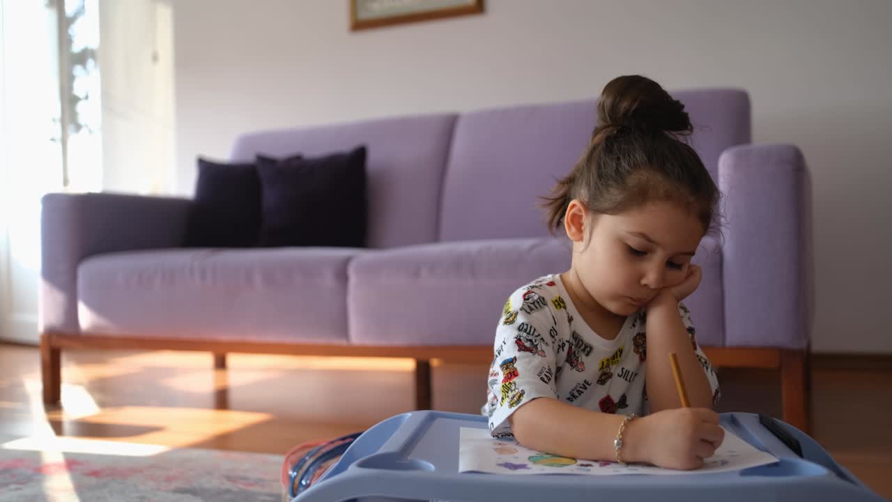 the pretty little girl color in coloring book