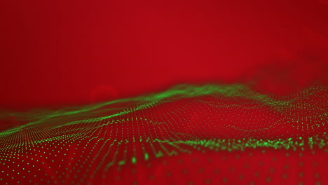 animation of snowflake over green glowing mesh on red background