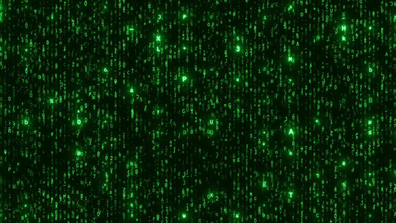 Futuristic Green Binary Code Rain Background Animation Digital Technology and Cybersecurity Concept