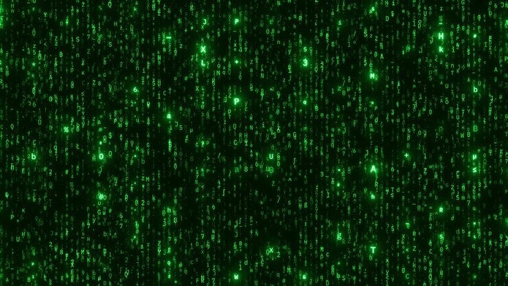 Futuristic Green Binary Code Rain Background Animation Digital Technology and Cybersecurity Concept