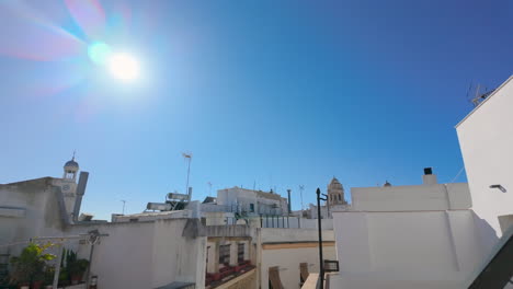 a rooftop view under a bright sun showcases the white-washed buildings typical of andalusian architecture