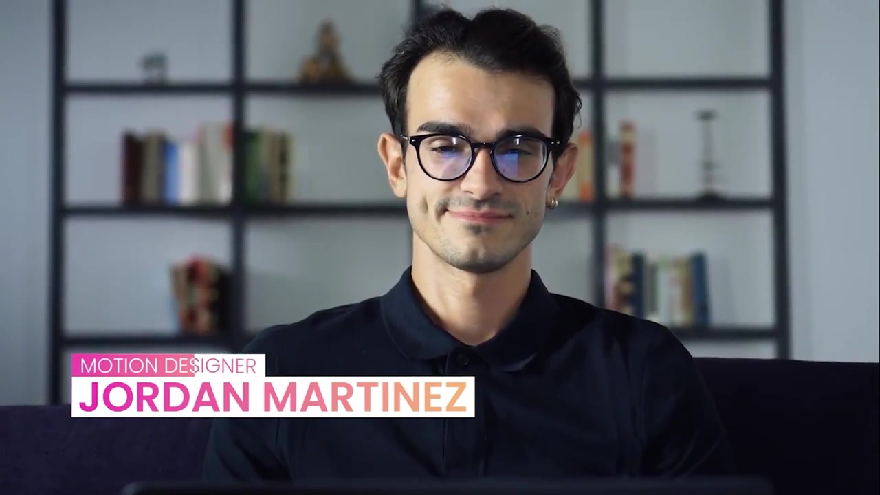 Membri del team professionale che si presentano con motion graphics