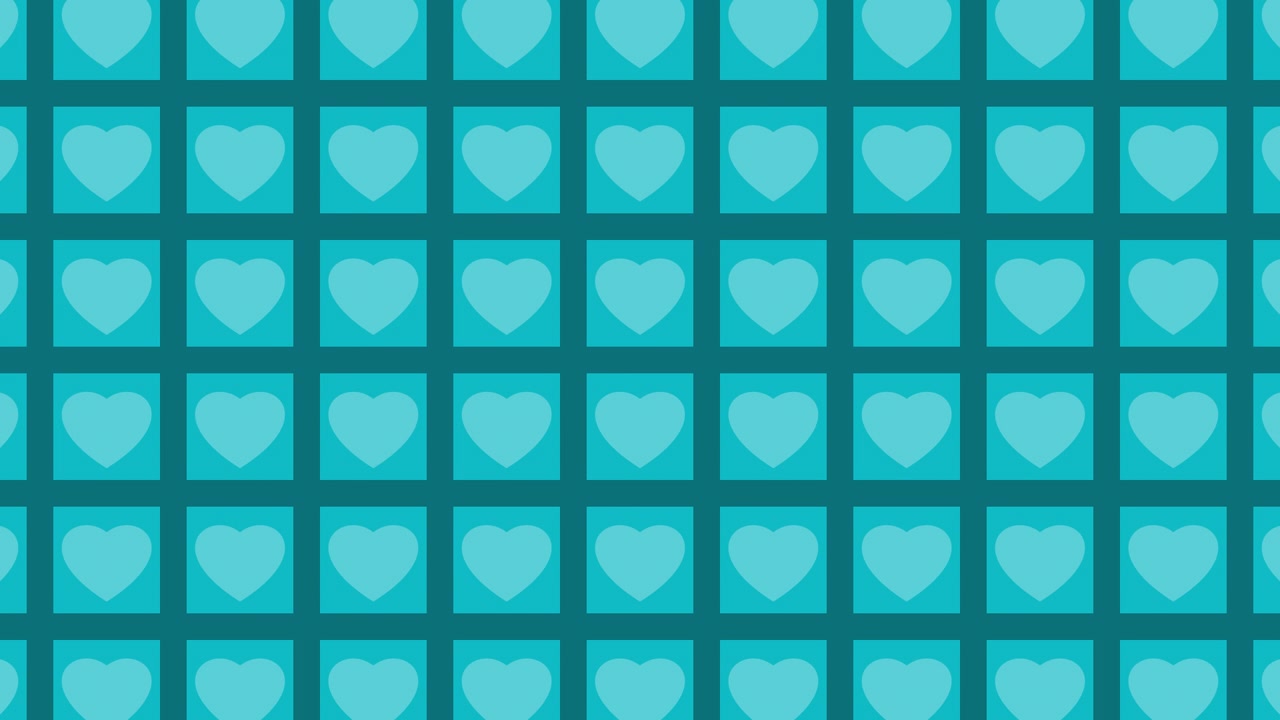 Teal Heart Grid Pattern