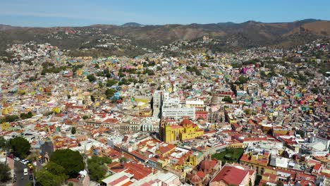 high aerial view of guanajuato city centre on beautiful afternoon