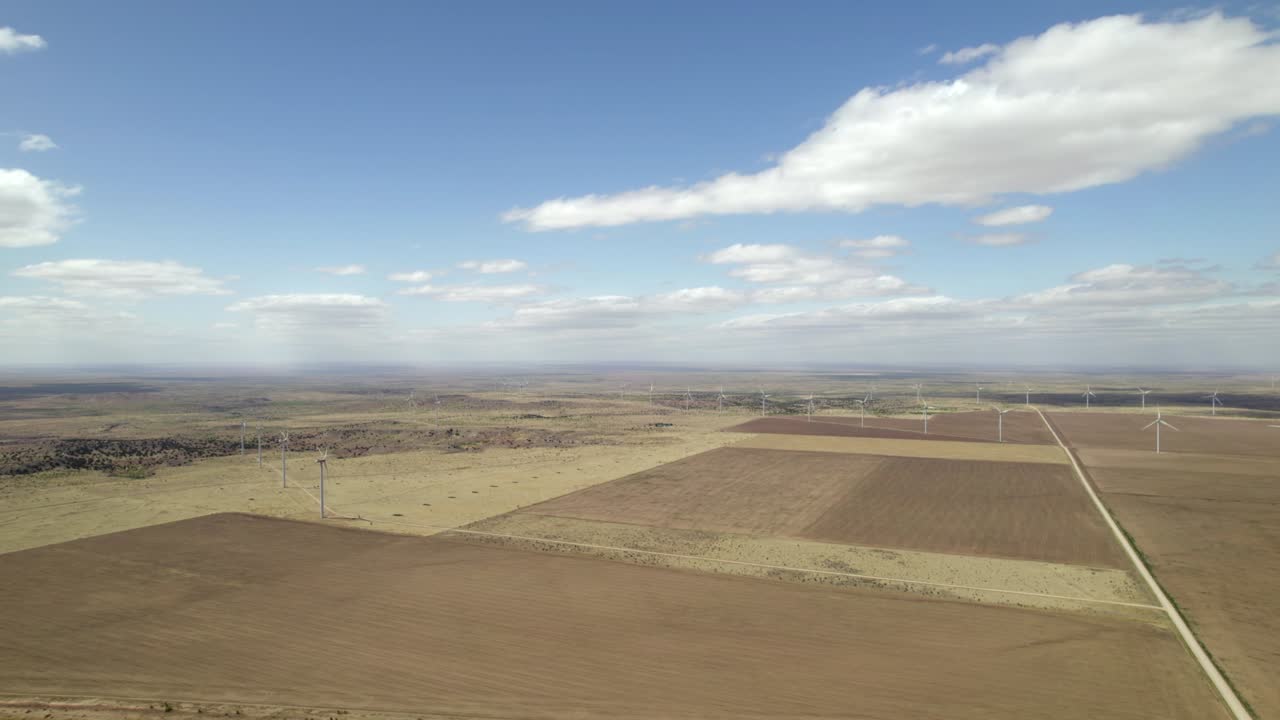 Aerial view on wind turbines in Texas