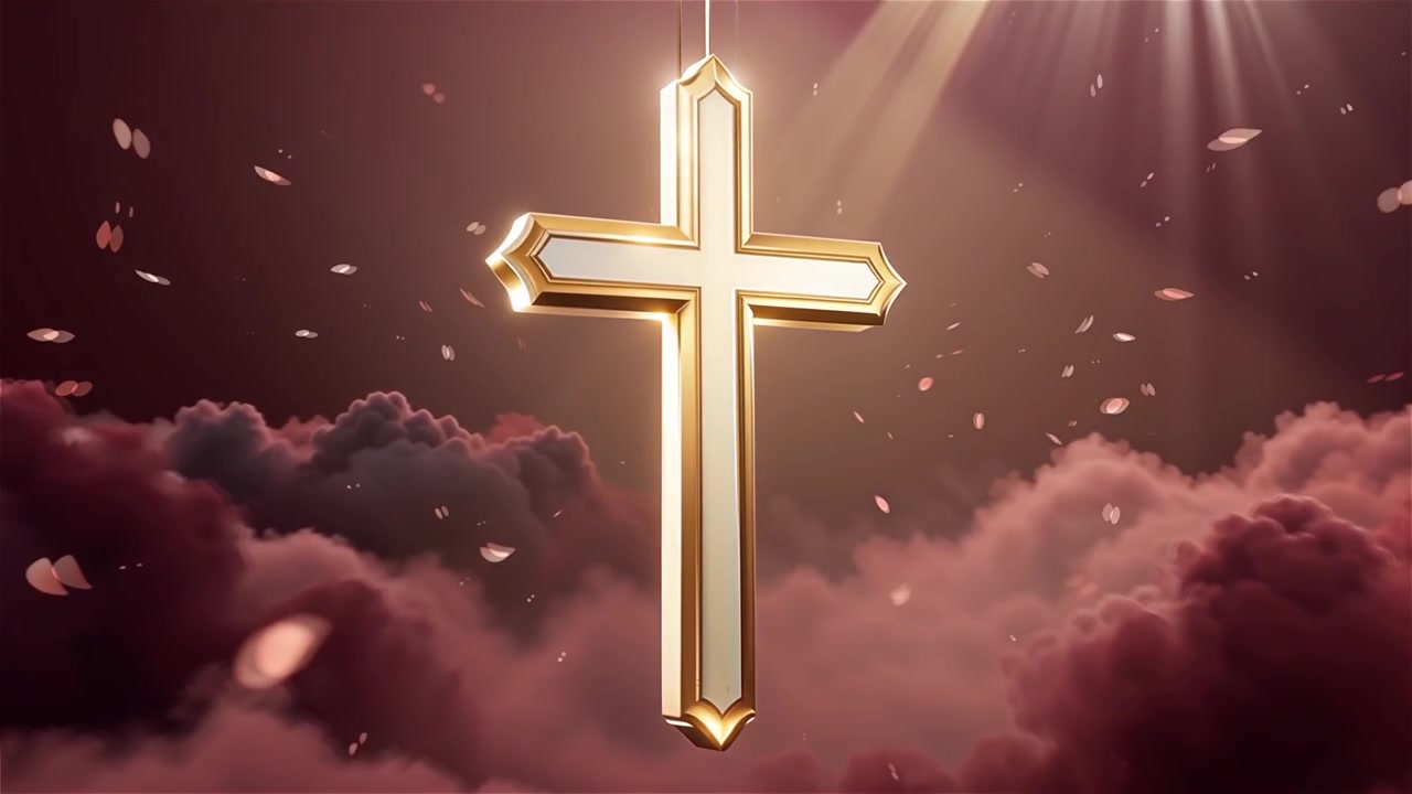 Croce Cristiana Luce Celestiale Sfondo per il Culto.