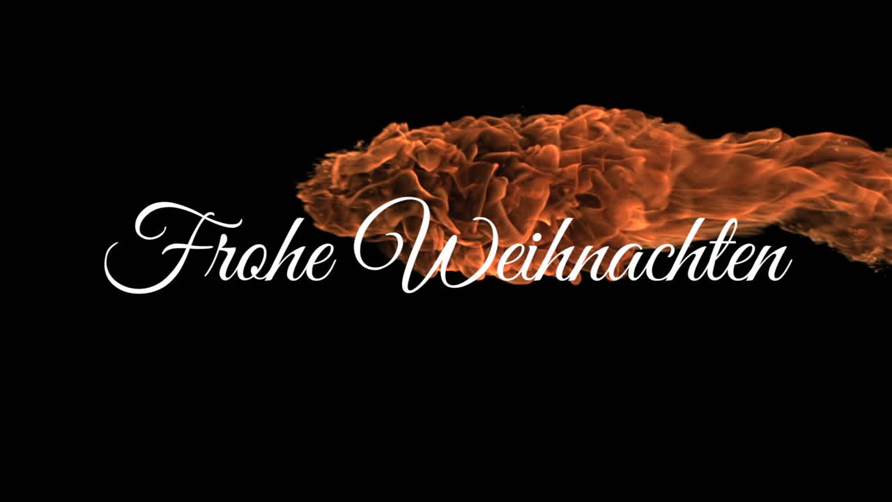 анимация frohe weihnachten рождественские поздравления текст над пламенем.