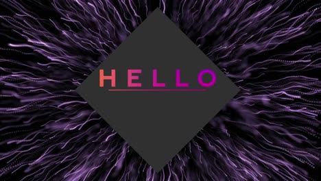 Animation-of-hello-over-square-and-black-background-with-fireworks