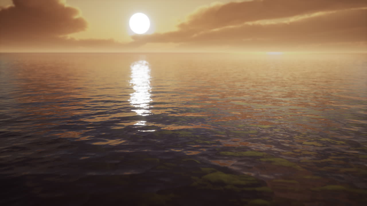 сумеречное небо в красочных ярких солнечных лучах отражается на поверхности воды