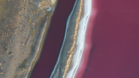 pink and purple water and desert landscape