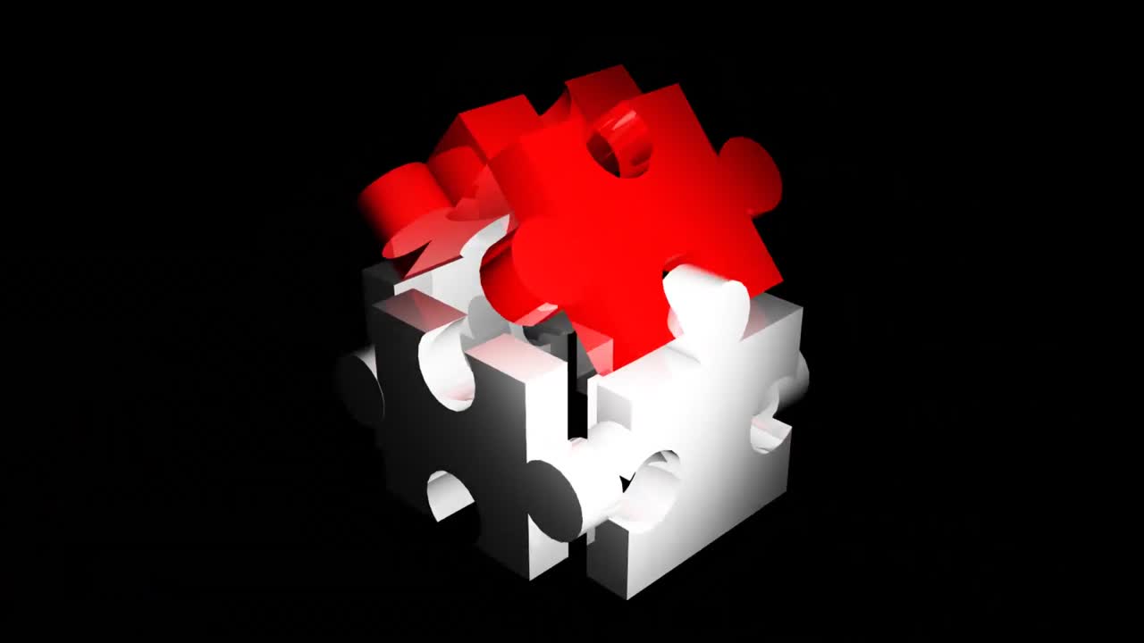 Puzzle house with red roof